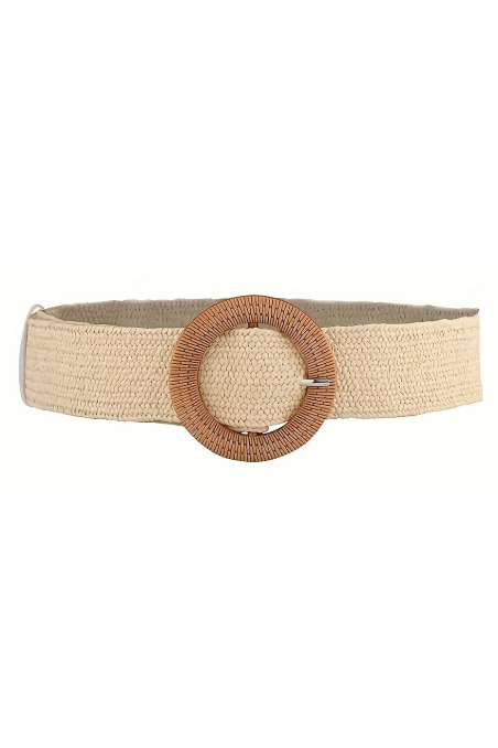 Ceinture bohème en paille élastique crème