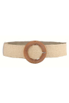 Ceinture bohème en paille élastique crème