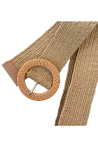 Ceinture bohème en paille élastique beige