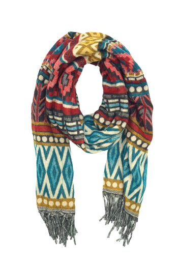 Écharpe ethnique xxl 100% polyester origine inde
