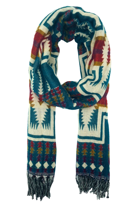Écharpe ethnique xxl 100% polyester origine inde