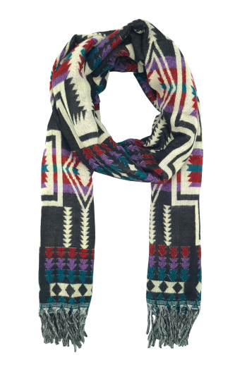 Écharpe ethnique xxl 100% polyester origine inde