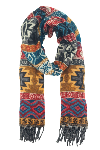 Écharpe ethnique xxl 100% polyester origine inde