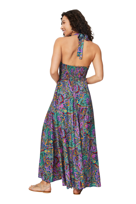 Generisch Robe D'été Longue Et Formelle En Satin Pour Femme - Col